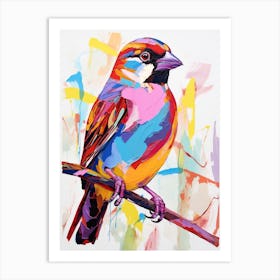 Colourful Bird Painting House Sparrow 4 Art Print