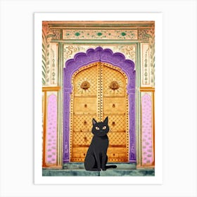 Indian Door And Black Cat Art Print