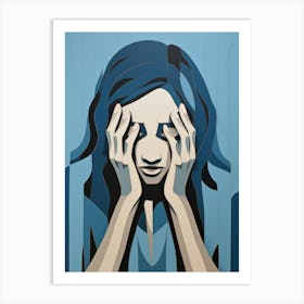 Woman With Her Hands On Her Face 1 Art Print