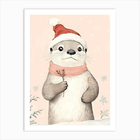 Otter Christmas Art Print