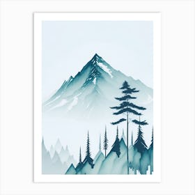 Mountain And Forest In Minimalist Watercolor Vertical Composition 44 Art Print