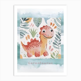 Cute Muted Pastels Carnotaurus Dinosaur 1 Poster Art Print
