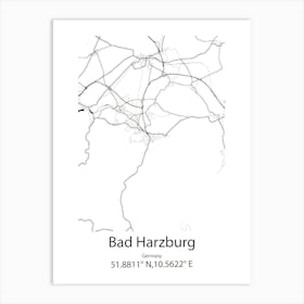 Bad Harzburg,Germany Minimalist Map Art Print