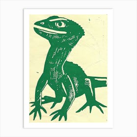 Forest Green Anoles Lizard Bold Block Colour 1 Art Print