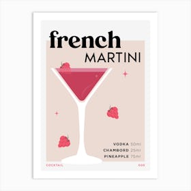 French Martini in Beige Cocktail Recipe Art Print