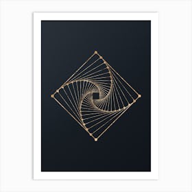 Abstract Geometric Gold Glyph on Dark Teal n.0249 Art Print