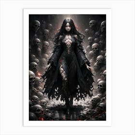 Scary Witch Poster surrounded by skulls #5 Art Print