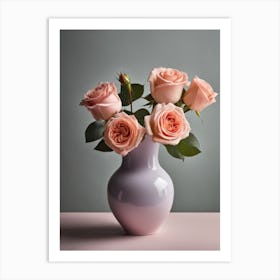 A Vase Of Pink Roses 15 Art Print