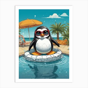 Penguin In The Pool Art Print