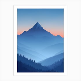 Misty Mountains Vertical Composition In Blue Tone 43 Art Print