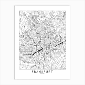 Frankfurt White Map Art Print