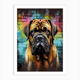 Aesthetic Mastiff Dog Puppy Brick Wall Graffiti Artwork Art Print