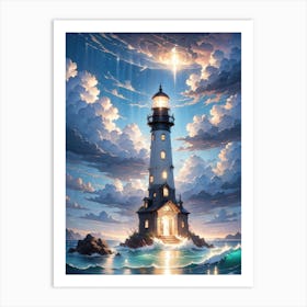 A Lighthouse In The Middle Of The Ocean 53 Art Print