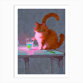 Cat In A Glass Art Print