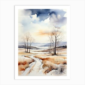 Winter Landscape Watercolor Painting 6 Art Print