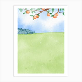 Watercolor Of A Peach Tree Art Print