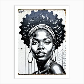 Vintage Graffiti Mural Of Beautiful Black Woman 143 Art Print