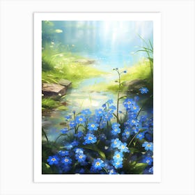 Forget Me Not Wildflower In Wetlands (1) Art Print