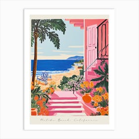 Poster Of Malibu Beach, California, Matisse And Rousseau Style 1 Art Print