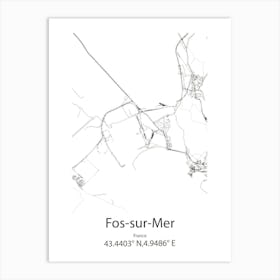 Fos Sur Mer,France Minimalist Map Art Print