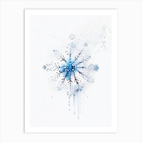 Beauty, Snowflakes, Minimalist Watercolour 3 Art Print