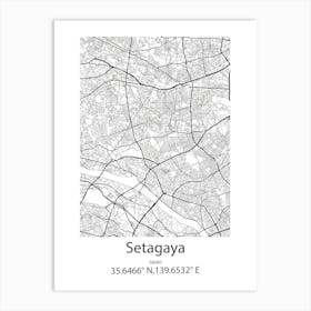 Setagaya,Japan Minimalist Map Art Print