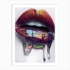 Dripping Lips Rainbow Colors Art Print