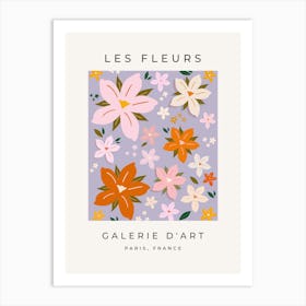 Les Fleurs | 08 - Retro Flowers Purple Orange Blush Floral Art Print