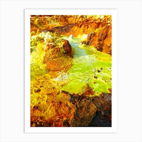 Yellow Sulphur In The Desert Lake Dallol In Danakil Depression Ethiopia Art Print