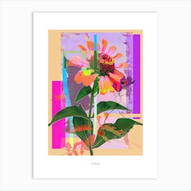 Zinnia 3 Neon Flower Collage Poster Art Print