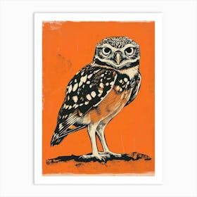 Burrowing Owl Linocut Blockprint 1 Art Print