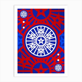 Geometric Abstract Glyph in White on Red and Blue Array n.0057 Art Print