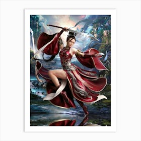 Gorgeous Asian Female Warrior Sword Dance #8 Art Print