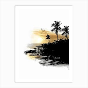 Sunset With Palm Trees 4 Art Print