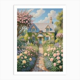 Rose Garden Cottage 1 Art Print