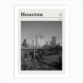 Houston Texas Black And White Art Print