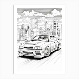 Subaru Imprezza Wrx Sti City Drawing 3 Art Print