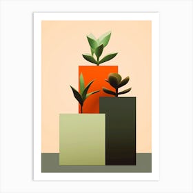 Three Plants In A Square Art Print