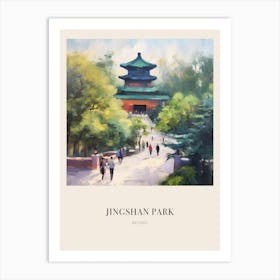 Jingshan Park Beijing China Vintage Cezanne Inspired Poster Art Print