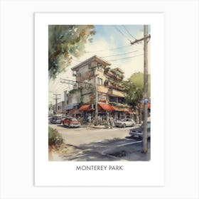 Monterey Park Watercolor 3travel Poster Art Print