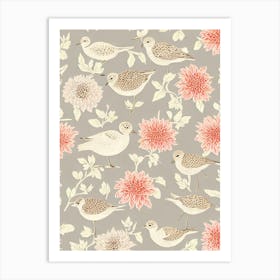 Grey Plover 2 William Morris Style Bird Art Print