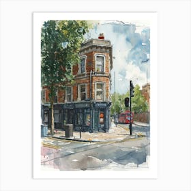Hackney London Borough   Street Watercolour 3 Art Print