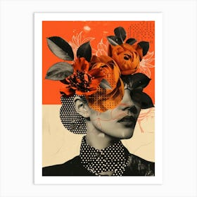 Abstract Painting of a Woman with Flowers Art Print