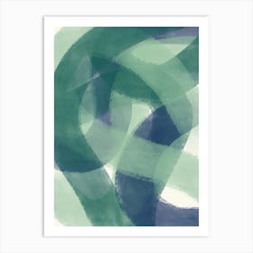 Abstract Curve Green Blue Lines Art Print
