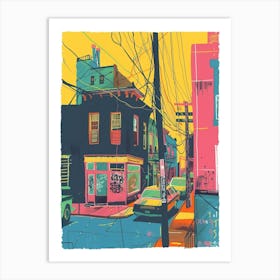 Bushwick New York Colourful Silkscreen Illustration 1 Art Print