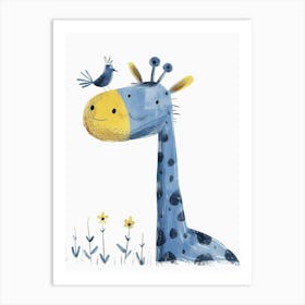 Small Joyful Giraffe With A Bird On Its Head 10 Art Print