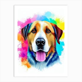 Anatolian Shepherd Dog Rainbow Oil Painting Dog Art Print