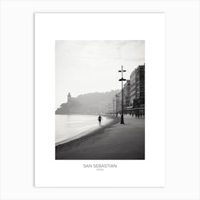 Poster Of San Sebastian, Spain, Black And White Analogue Photography 1 Art Print