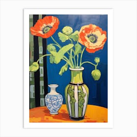 Flowers In A Vase Still Life Painting Poppy 3 Art Print