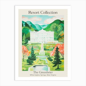 Poster Of The Greenbrier   White Sulphur Springs, West Virginia   Resort Collection Storybook Illustration 4 Art Print